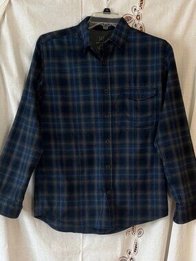 George Blue Black Plaid Button-Down S